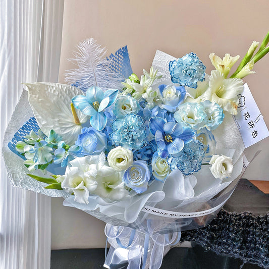 Blue Roses and Tulips Real Flower S89