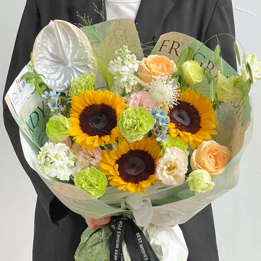 Sunflowers and Lisianthus Real Flower S188