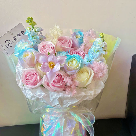 Pink Roses and Tulips Real Flower S74