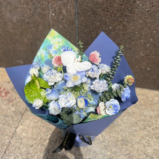 Blue bouquets藍色系花束 香港鮮花即日送貨b12