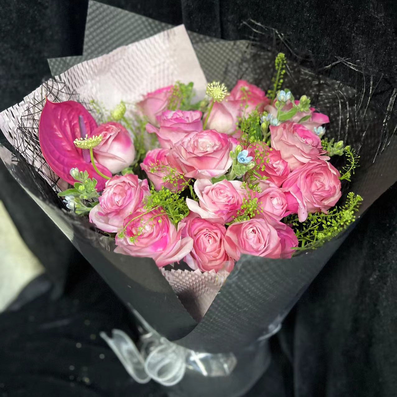 香港花店|Red Bouquet red roses 染色紅玫瑰 新年鮮花