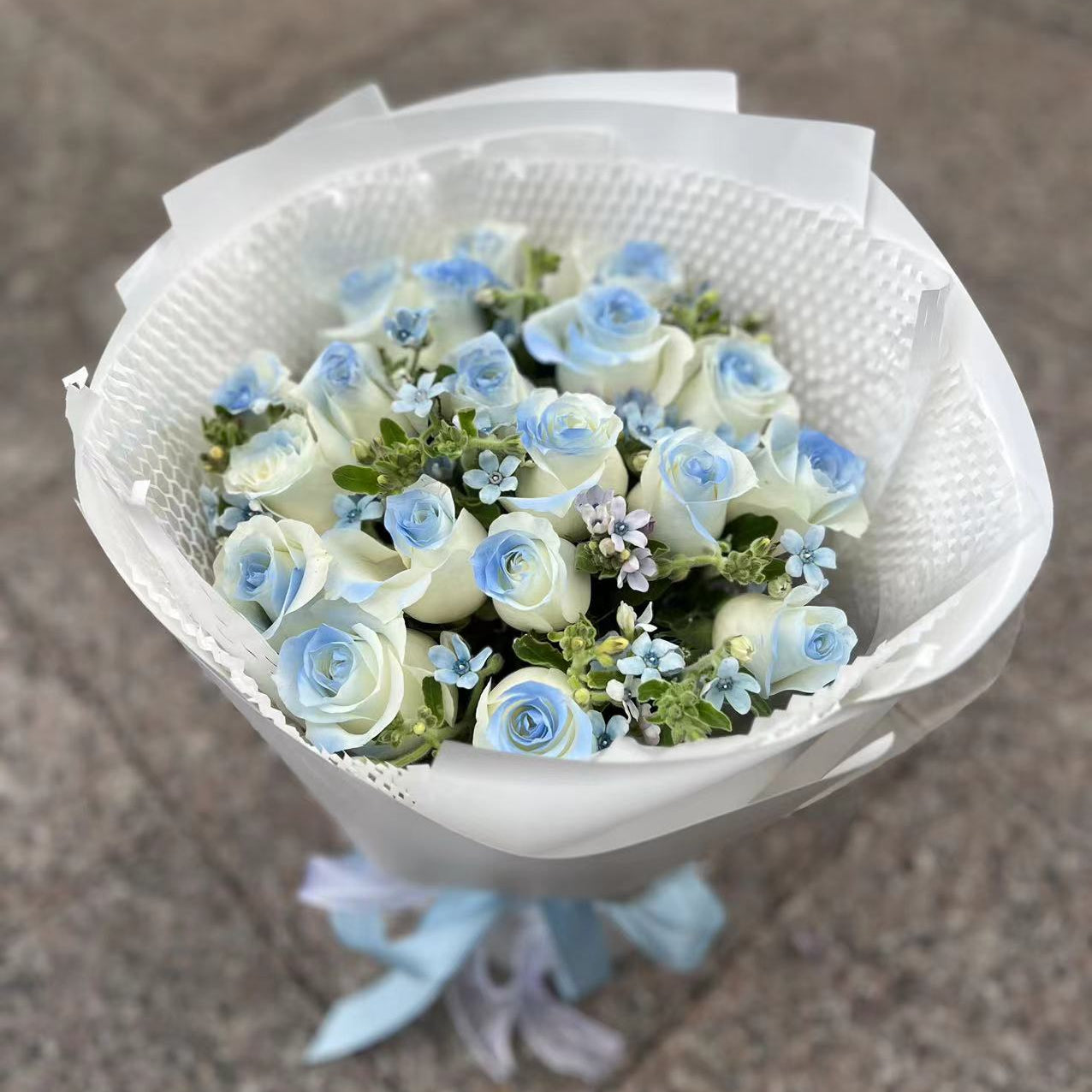 Blue rose bouquet 藍玫瑰19枝 M 香港鮮花即日送貨b43