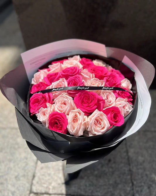 33朵佛洛伊德粉紅荔枝玫瑰香港花即日商品