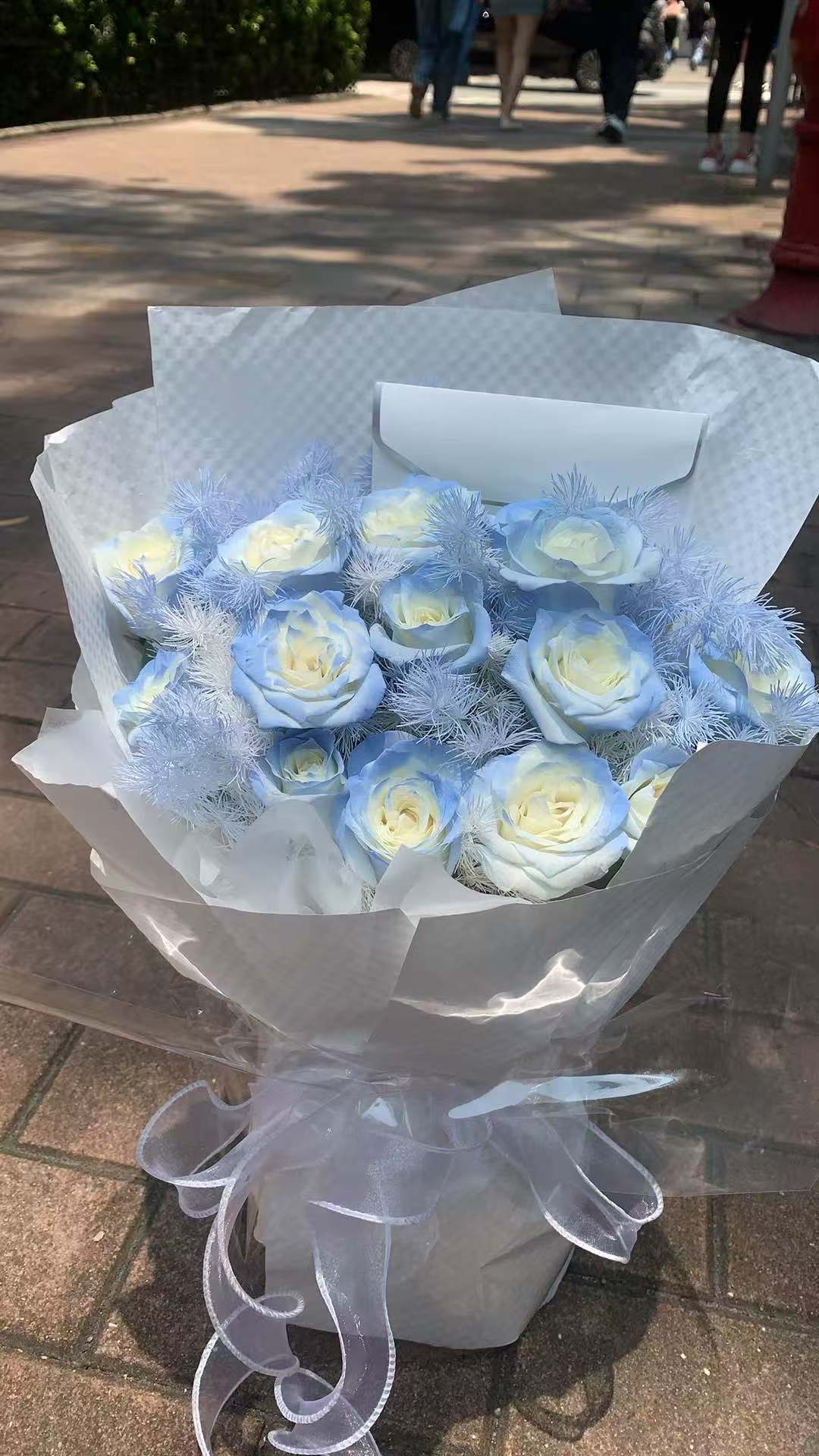 Blue rose bouquet 藍玫瑰11枝 S 香港鮮花即日送貨b53