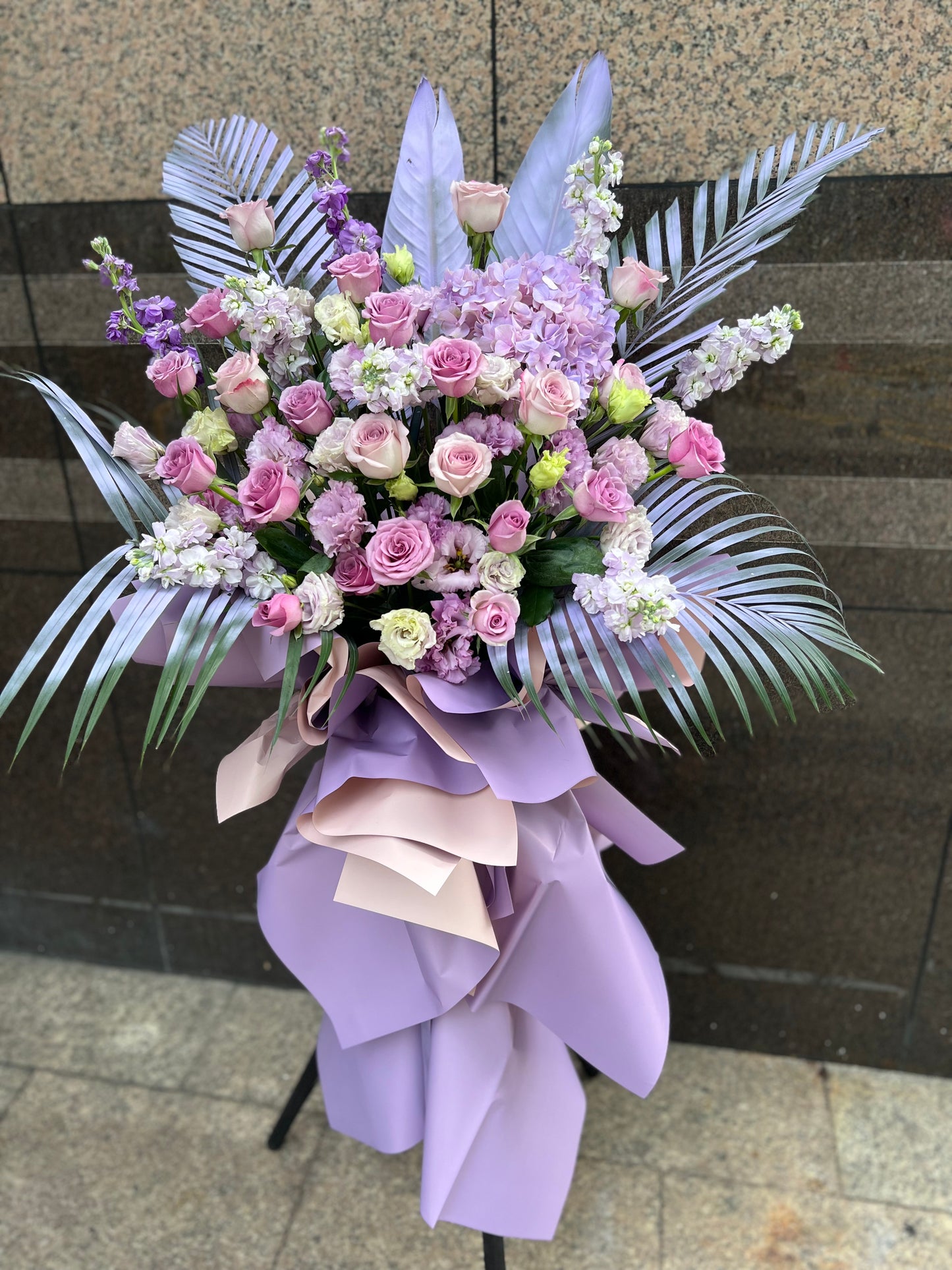 香港花店|開張花籃 喬遷花籃  開業花籃 紫色花籃 L5 Opening Basket