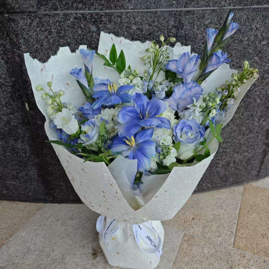 Blue bouquets藍色系花束 香港鮮花即日送貨b31