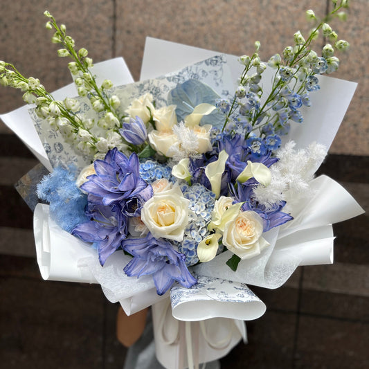 Blue bouquets藍色系花束 香港鮮花即日送貨b23