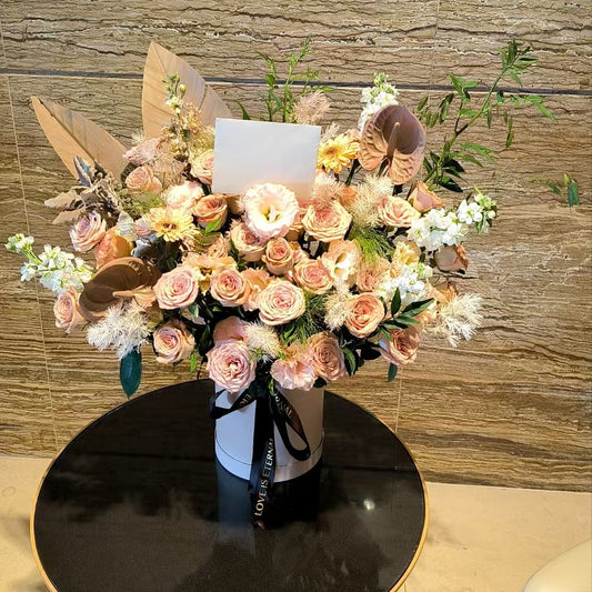 香港花店|Cappuccino Rose Box 咖啡色系花桶 卡布奇諾玫瑰花盒