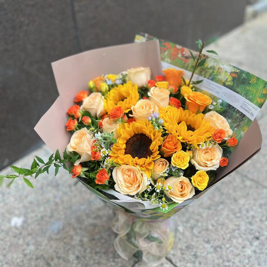 香港花店|Sunflower bouquet Graduation bouquet 太陽花鮮花 5朵向日葵 畢業鮮花