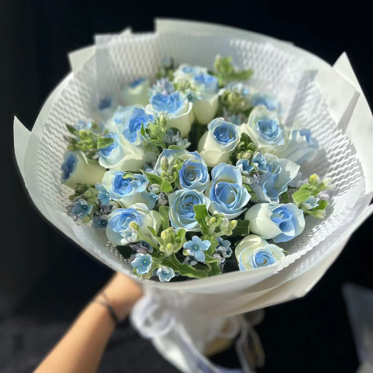 Blue rose bouquet 藍玫瑰19枝 M 香港鮮花即日送貨b43