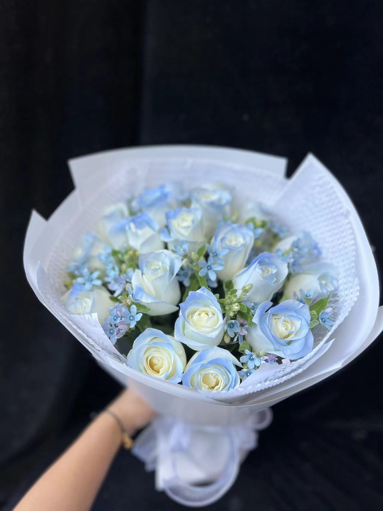 Blue rose bouquet 藍玫瑰19枝 M 香港鮮花即日送貨b43